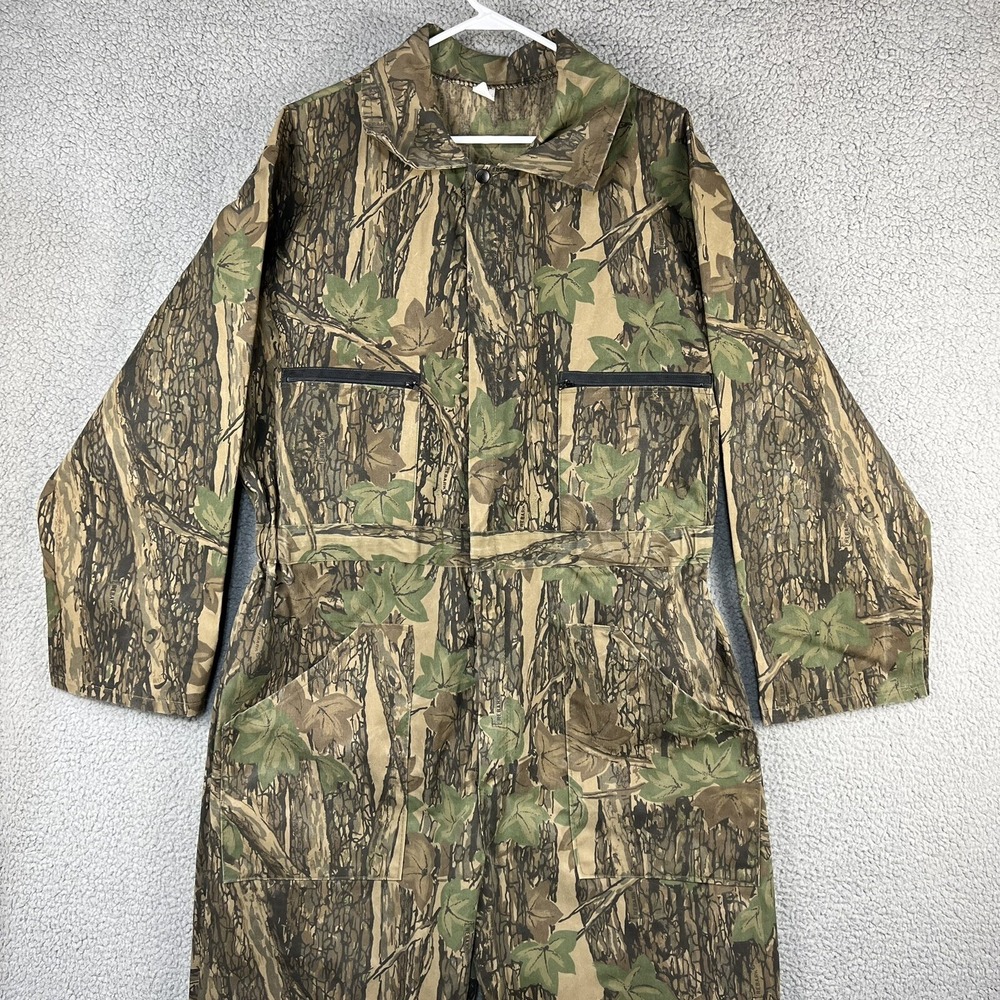 VTG 1-Piece Trebark Camouflage Coveralls Hunting Jumpsuit USA Made Men's XL